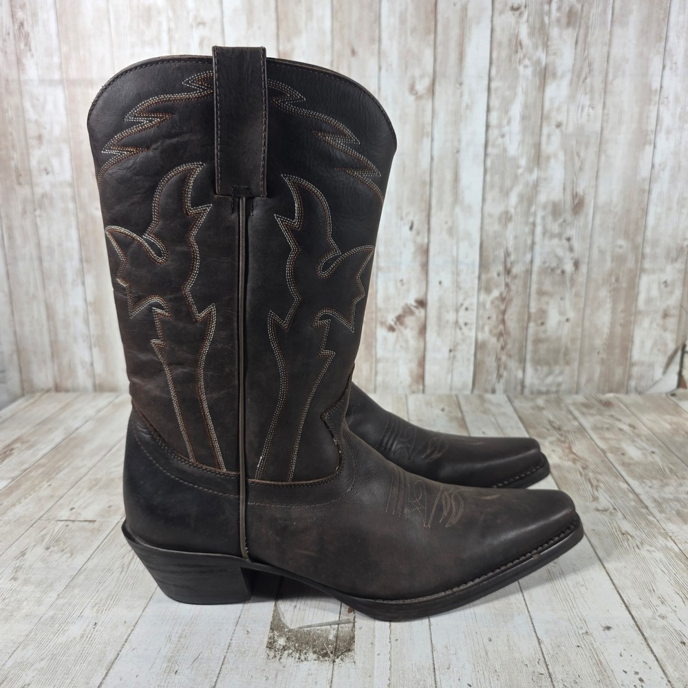 Nomi Mens Dark Brown Leather Western Cowboy Boots Made in Brazil Size 7.5D